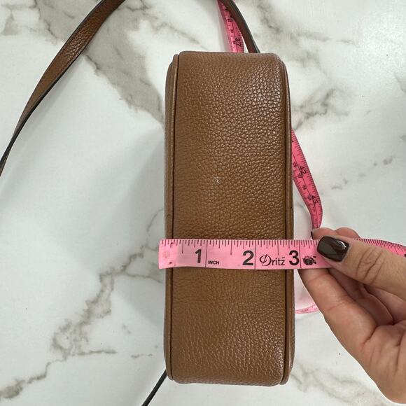 Michael Kors Double Zipper Jet Set Pebbled Leather Crossbody Bag Brown - Picture 14 of 15